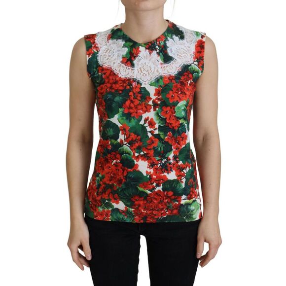 Dolce & Gabbana Floral Print Sleeveless Top TSH8079 Women Multicolor Tops & - Picture 1 of 6